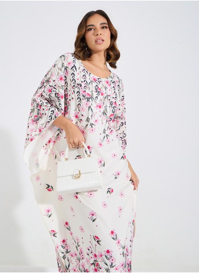 Styli Floral Print Kimono Sleeves Kaftan  - Image 5