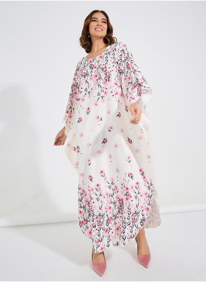 Styli Floral Print Kimono Sleeves Kaftan  - Image 1