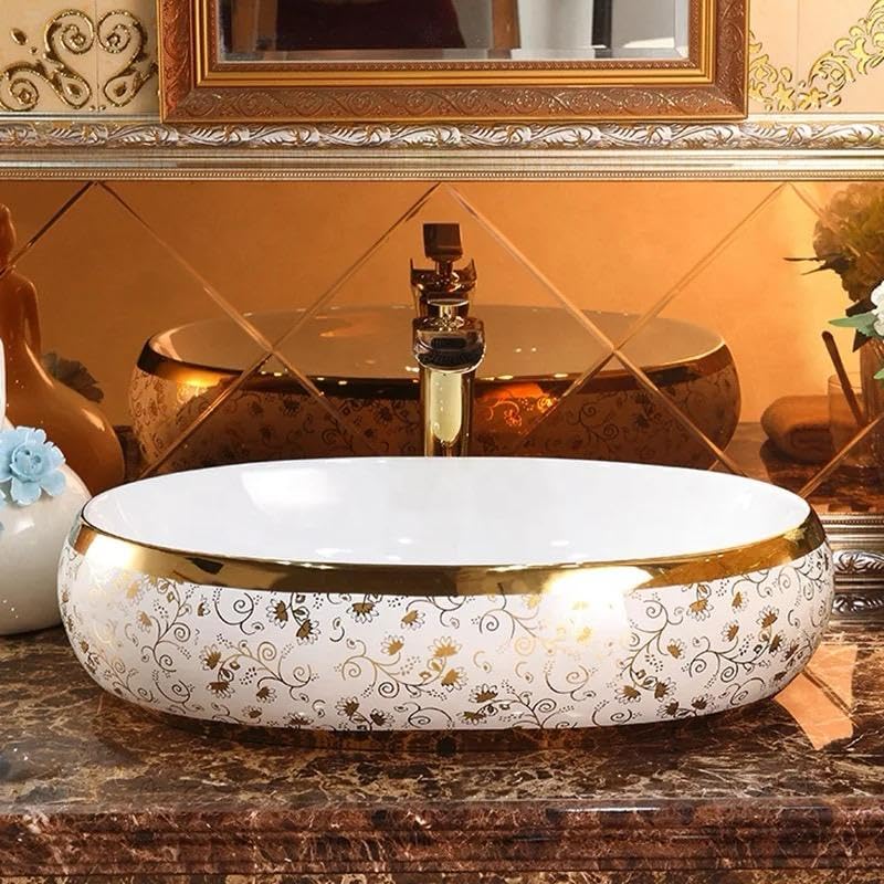 Nexa Bathware Impoarted Ceramic Wash Basin Luxurious Wash basin Table Top Bathroom Sink Wash BASIN With High Temprature 24 x 16 x 6 INCH EQ - Image 3