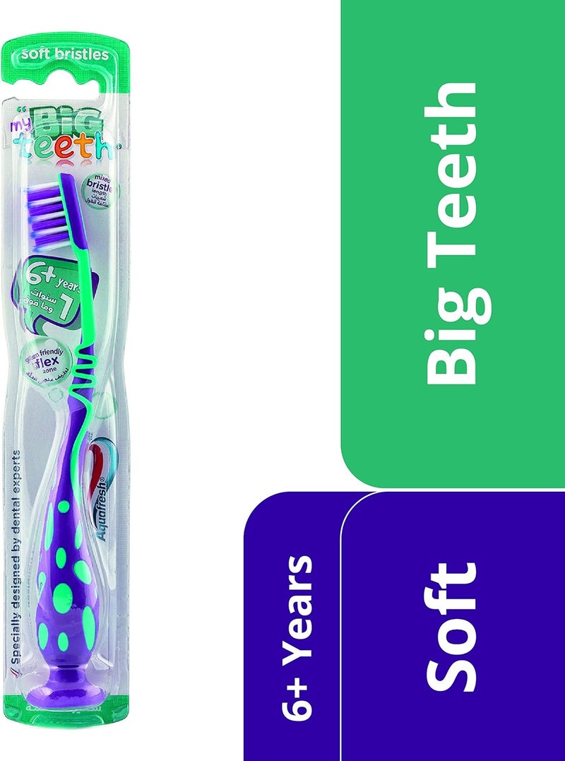 Aquafresh Kids Toothbrush, My Big Teeth Brush with Soft Bristles for Ages 6+, Multi-Colour - Image 2