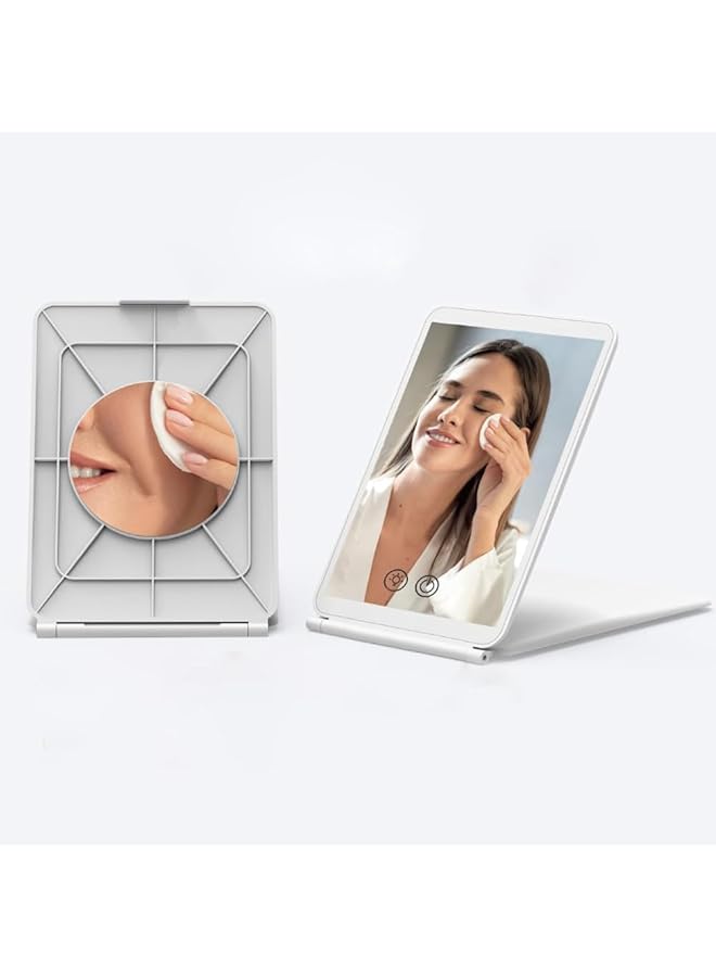 erorex Travel Lighted Makeup Mirror With 3X Magnifying Vanity Mirror 72 Led 3 Color Lights Dimmable Touch Screen Rechargeable Portable Foldable Mirror Xmas Gift For Women - Image 1