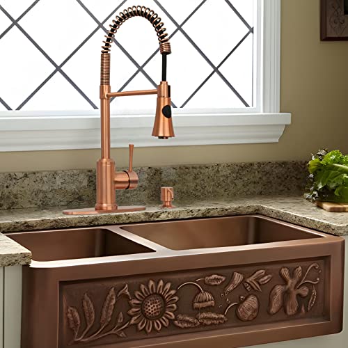 Akicon Copper Single Handle Pull-Down Copper Kitchen Faucet with Spring Spout - Akicon - Image 2