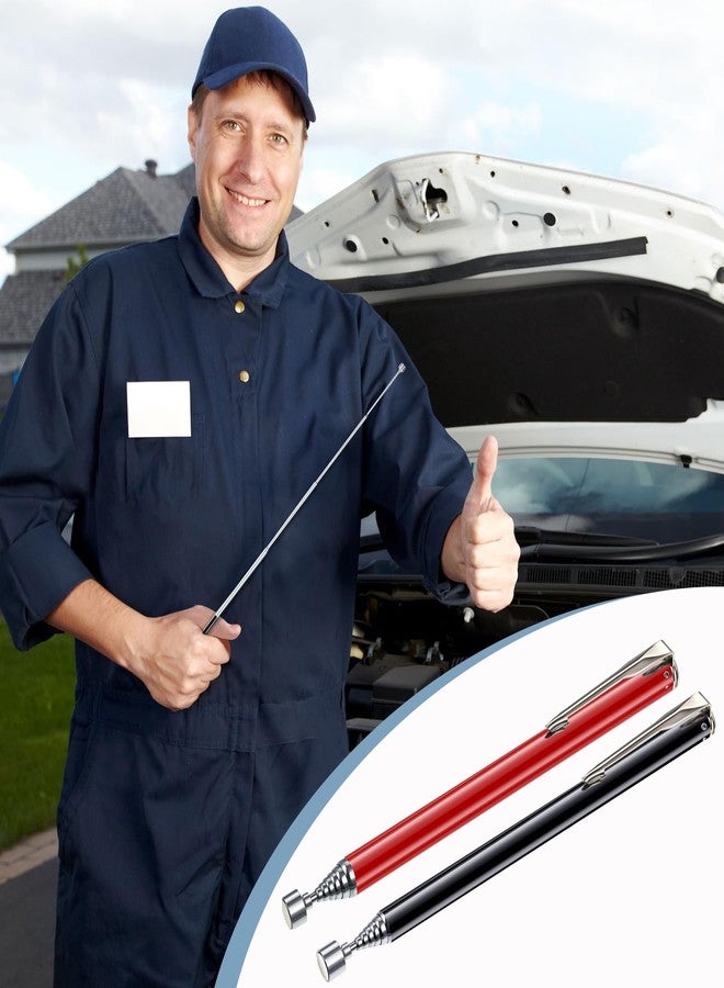 Patelai 2 Pieces Telescoping Magnetic Pick up Tool Grabbers Reacher Tools with Pocket Clip 25 Inch Telescopic Retrieving Magnet Gift for Man, Father, Mechanic, Handyman, Husband (Black,Red) - Image 5