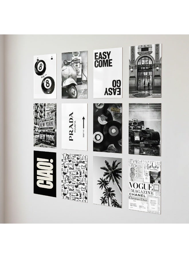 A set of 12 black and white wall posters, made of very high-quality coated paper, ready to hang, with elegant designs and inspirational quotes for all tastes. - Image 1
