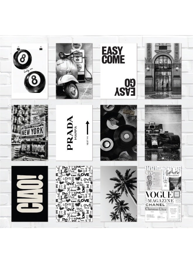 A set of 12 black and white wall posters, made of very high-quality coated paper, ready to hang, with elegant designs and inspirational quotes for all tastes. - Image 2