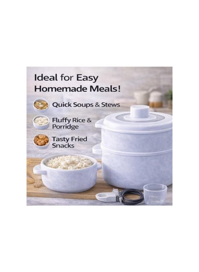 Dreamzon 2 in 1 Mini Electric Cooker 700W Rice Cooker and Steamer 2L Ceramic Non Stick Pot Portable Multi Cooker for Rice Soup Noodles Steaming Compact Kitchen Appliance DX1769 - Image 4
