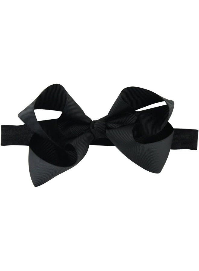 RuffleButts Girls Black Bow Headband - One Size - Image 1