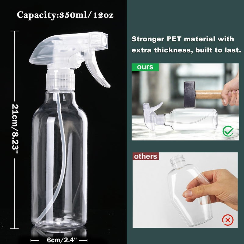 Hethyo Spray Bottles 12oz Plastic Spray Bottle for Hair Mist/Stream Heavy Duty Empty Spray Bottles for Cleaning Solutions, Plants (12oz-Clear) - Image 5