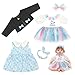 UNICORN ELEMENT Reborn Doll Clothes for 2022 Inch Girl Dolls 2 Sets 20 Inch Baby Doll Clothes Accessories 5 Pcs with Dress Black Coat Headband Perfect for 20 22 Baby Dolls Blue - Image 2