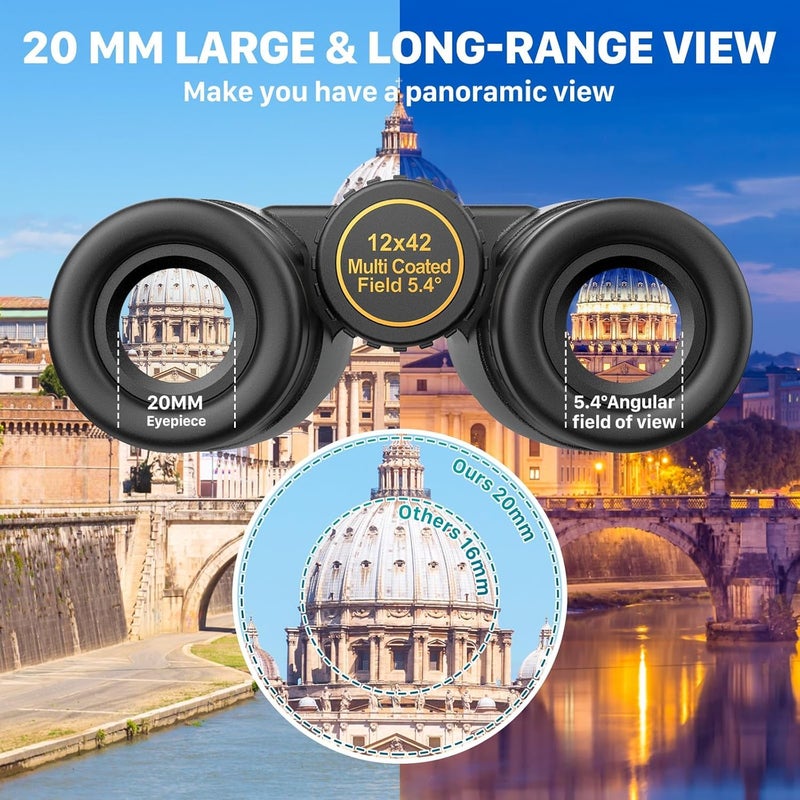 ARVOX Bebang by Binoculars for Long Distance Zoom 12x42 with Phone Adapter & Tripod,Ultra HD Binoculars for Bird Watching,Safari | Range 2000 Meter | Wide Eye Peice | Bright BAK 4 Glass (12 X 42) - Image 3