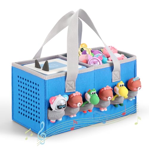 Piaclen Carrying case for Toniebox Audio Player and Figurines Starter Set,Felt Organizer Bag,Travel for toniebox 2 Earphone and charger accessories portable bag (Blue) - Image 1