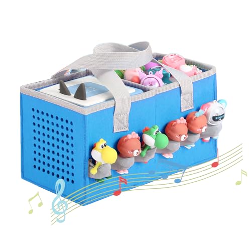 Piaclen Carrying case for Toniebox Audio Player and Figurines Starter Set,Felt Organizer Bag,Travel for toniebox 2 Earphone and charger accessories portable bag (Blue) - Image 2