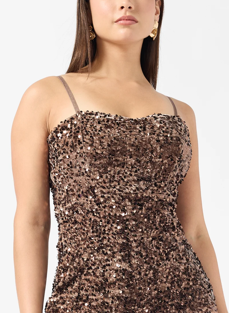 ONLY  Sequin Detail Strappy Mini Dress for Women | Best Price UAE