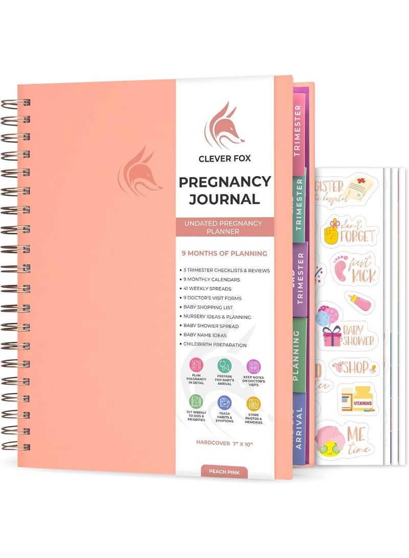 Clever Fox Clever Fox Pregnancy Journal & Memory Book - Pregnancy Planner & Notebook for Expecting Moms – Baby Keepsake, First Time Moms Gift (Peach Pink, 9" x 10.5") - Image 1