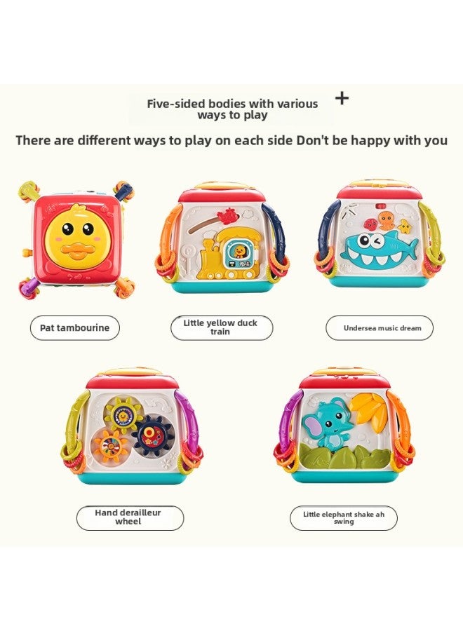 Children's Hexahedron Hand Drum 0-3 Years Old Baby Multi-functional Educational Toys Story Children's Songs Wisdom Cube Wholesale-Color:3359 English Red - Image 3