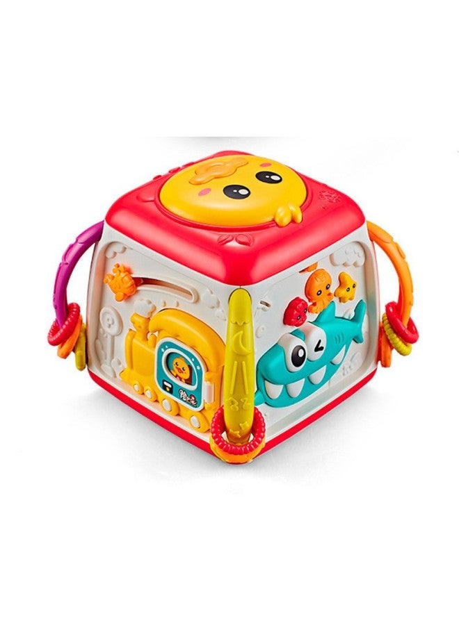 Children's Hexahedron Hand Drum 0-3 Years Old Baby Multi-functional Educational Toys Story Children's Songs Wisdom Cube Wholesale-Color:3359 English Red - Image 1