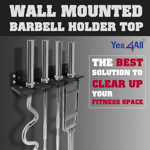 Yes4All Vertical Wall Mounted Olympic Barbell Holder, Barbell Storage Rack, Hanging Barbell Rack for Home Fitness Equipment - 4 bars - Image 5