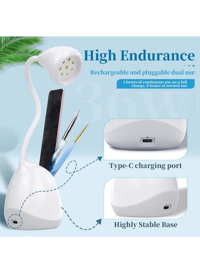 Saviland مصباح أظافر قابل للشحن LED 36 واط مصغر ضوء UV لأظافر الجل مع حامل فرشاة الأظافر ومصباح Gel X وضوء فلاش لعلاج الأظافر مصباح UV محمول لشفاء الراتنج للاستخدام المنزلي صالون الأظافر DIY - Image 5