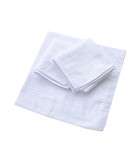 CoCoUSM Mens White Cotton 100% Cotton handkerchiefs Pack 12PCS - Image 3