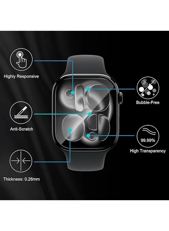 3 جهاز كمبيوتر شخصي حامي الشاشة لـ Apple Watch Series 11 46mm / Series 10 46mm ، تغطية كاملة 3D حافة منحنية فيلم مضاد للخدش (ليس الزجاج) فيلم غطاء PET مضاد للبصمات عالية الوضوح - Image 4