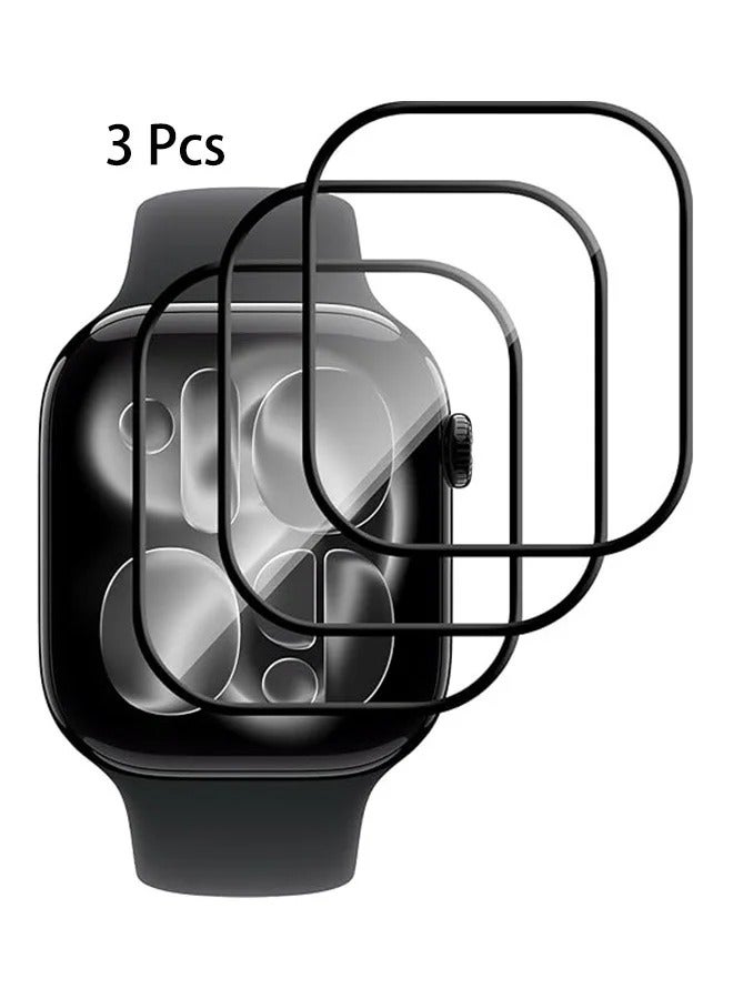 3 جهاز كمبيوتر شخصي حامي الشاشة لـ Apple Watch Series 11 46mm / Series 10 46mm ، تغطية كاملة 3D حافة منحنية فيلم مضاد للخدش (ليس الزجاج) فيلم غطاء PET مضاد للبصمات عالية الوضوح - Image 1