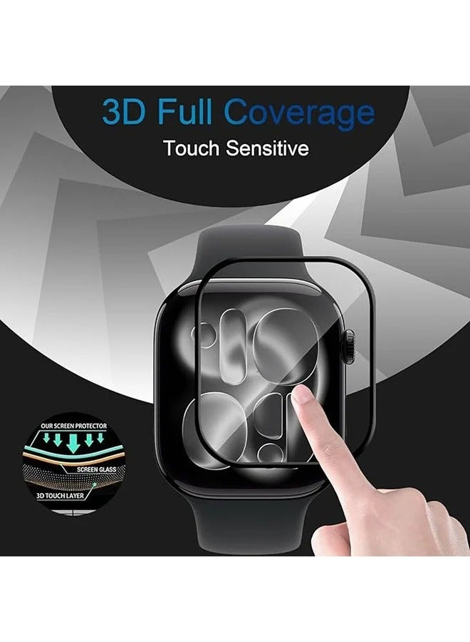 3 جهاز كمبيوتر شخصي حامي الشاشة لـ Apple Watch Series 11 46mm / Series 10 46mm ، تغطية كاملة 3D حافة منحنية فيلم مضاد للخدش (ليس الزجاج) فيلم غطاء PET مضاد للبصمات عالية الوضوح - Image 5