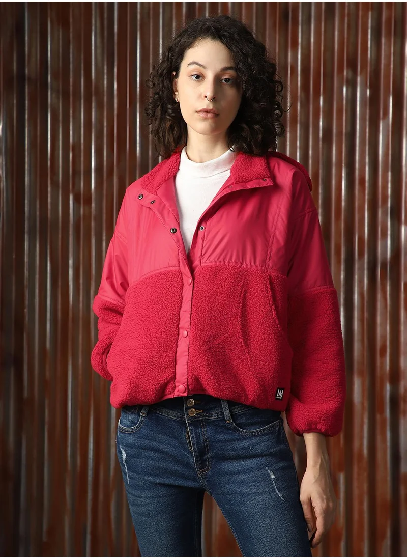 HIGH STAR Women's Dark Red 100% Polyester Printed Sweatshirt