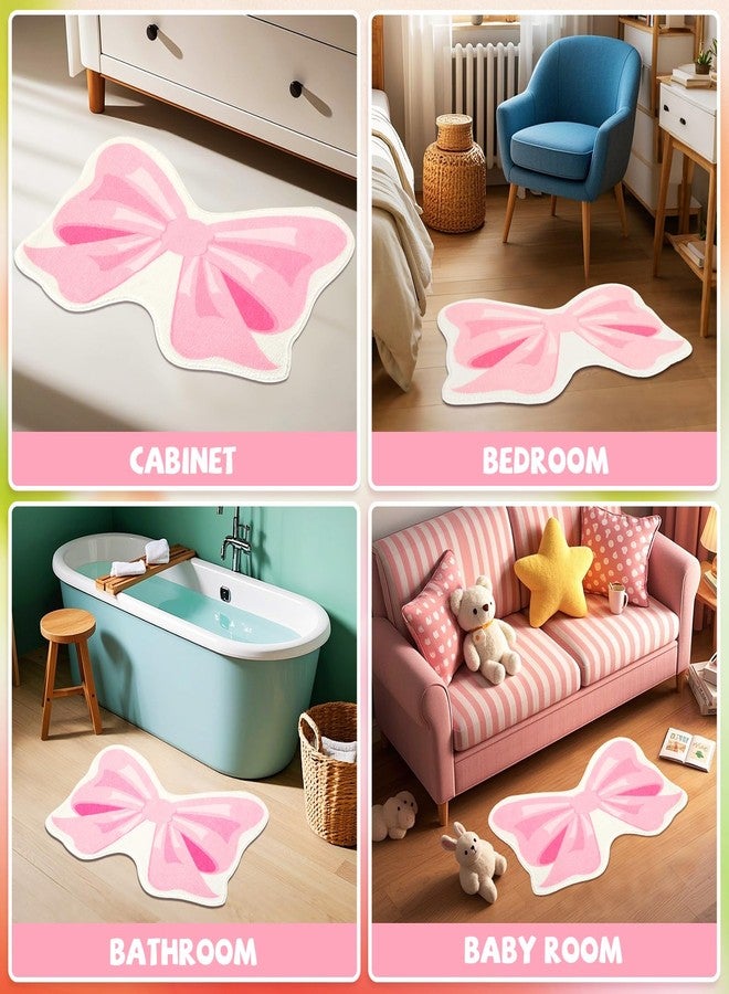 FEBSNOW Pink Bow Bathmat Rugs, Non Slip Coquette Bow Cute Aesthetic Carpet, Cute Room Decor Coquette Rug for Bathroom Bathtub Shower Bedroom and Living Room（27.6 x 21.3 inch） - Image 4