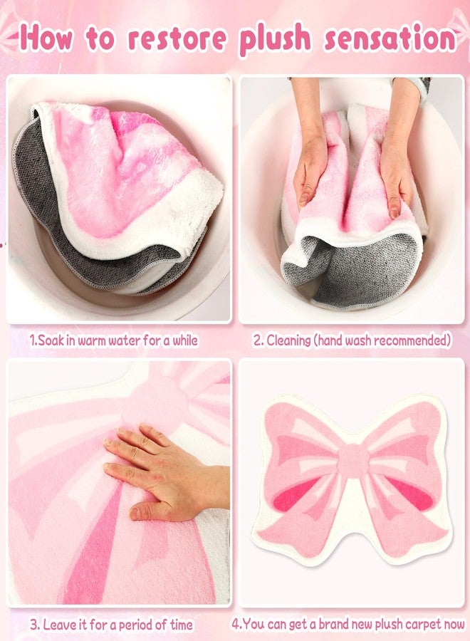 FEBSNOW Pink Bow Bathmat Rugs, Non Slip Coquette Bow Cute Aesthetic Carpet, Cute Room Decor Coquette Rug for Bathroom Bathtub Shower Bedroom and Living Room（27.6 x 21.3 inch） - Image 3