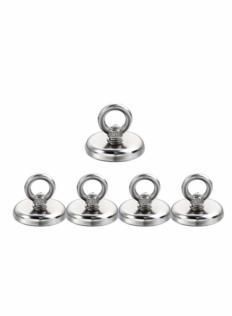 Excefore Super Strong Neodymium Fishing Magnets, 88lbs Pulling Force Rare Earth Magnet with Countersunk Hole Eyebolt, Dia 1.26 inch for Retrieving in River and Magnetic Fishing, 5 Pcs  - Image 3