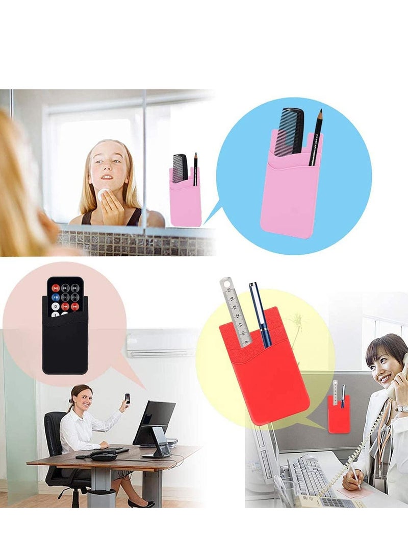 SYOSI Phone Card Holder Ultra Thin Stick-on Silicone Wallet Stick On Credit Pocket for Almost All Smartphones Adhesive Black White Grey 3pcs - Image 5