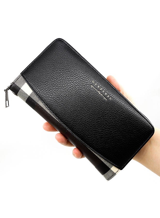 MenBense Fashion Trend Multi-functional Leather Long Paragraph Wallet  Black - Image 3
