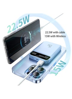 xinzhen PBP181 mini 10000mAh Wireless Power Bank, 22.5W Fast Charging with LED Display & Magnetic Feature White  - Image 2