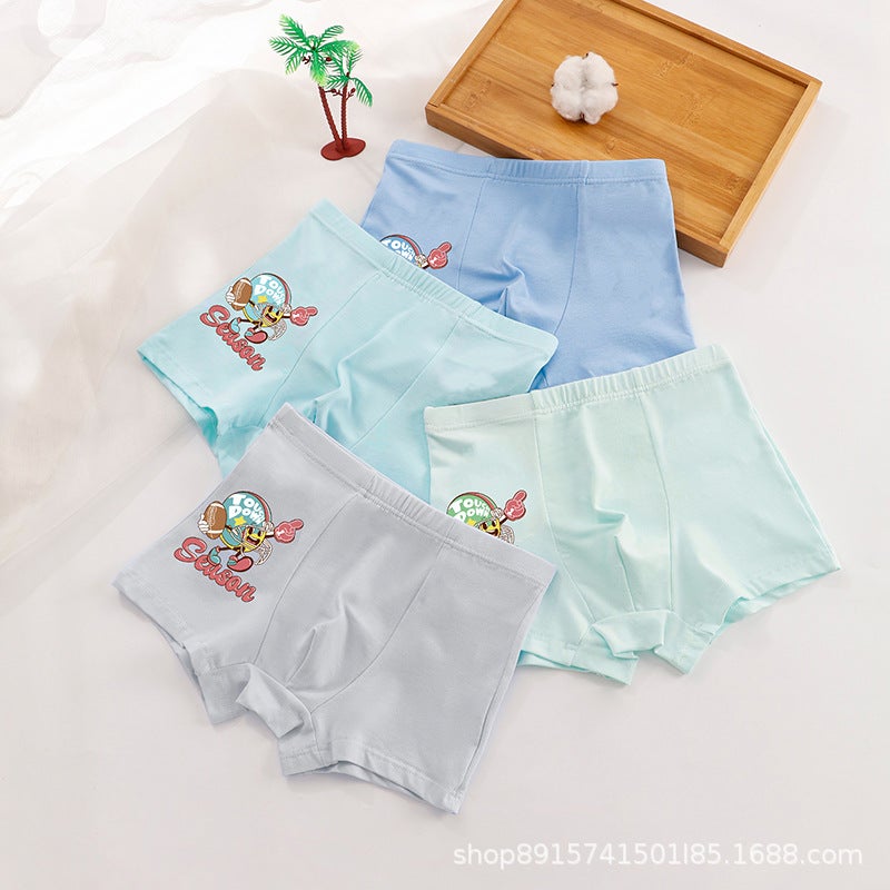 Summer New Boys Underwear Cartoon Printed 2-13 Years Old Childrens Boxer Pants Childrens Breathable Students Boxer Pants [baseball sprint saints] 