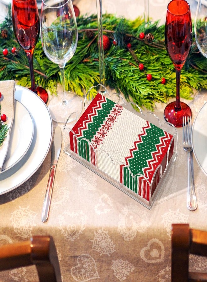 PITBVO Napkin Holder for Table, Scalloped Acrylic Guest Towel Holder for Bathroom, Clear Waterproof Disposable Paper Hand Towels Lucite Tray for Kitchen Buffet Napkin Caddy for Home Restaurant Party - Image 2