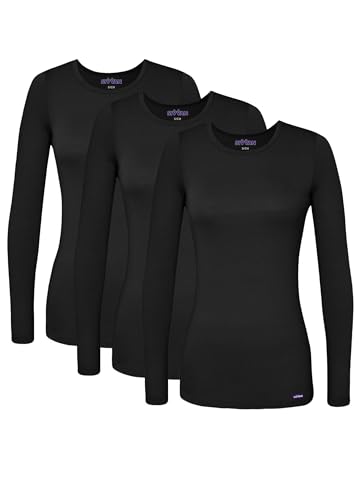 Sivvan Scrubs for Women - Long Sleeve Comfort Underscrub Tee 3-Pack - S85003 - Black - XL - Image 1