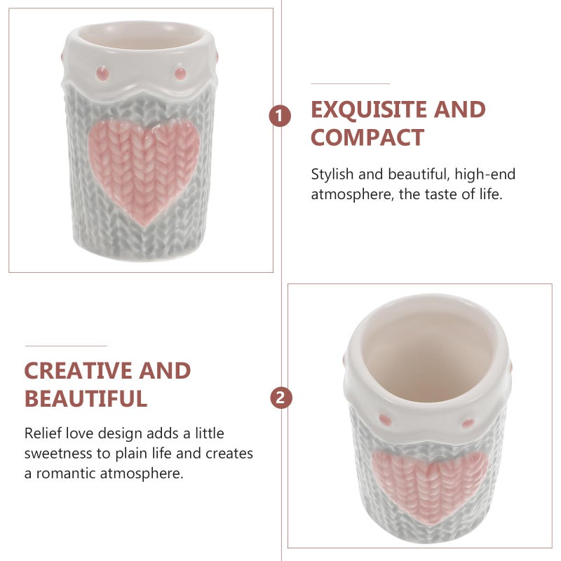 Ceramic Toothpick Holder with Embossed Heart Design Light Gray Kitchen Accessory - Image 4