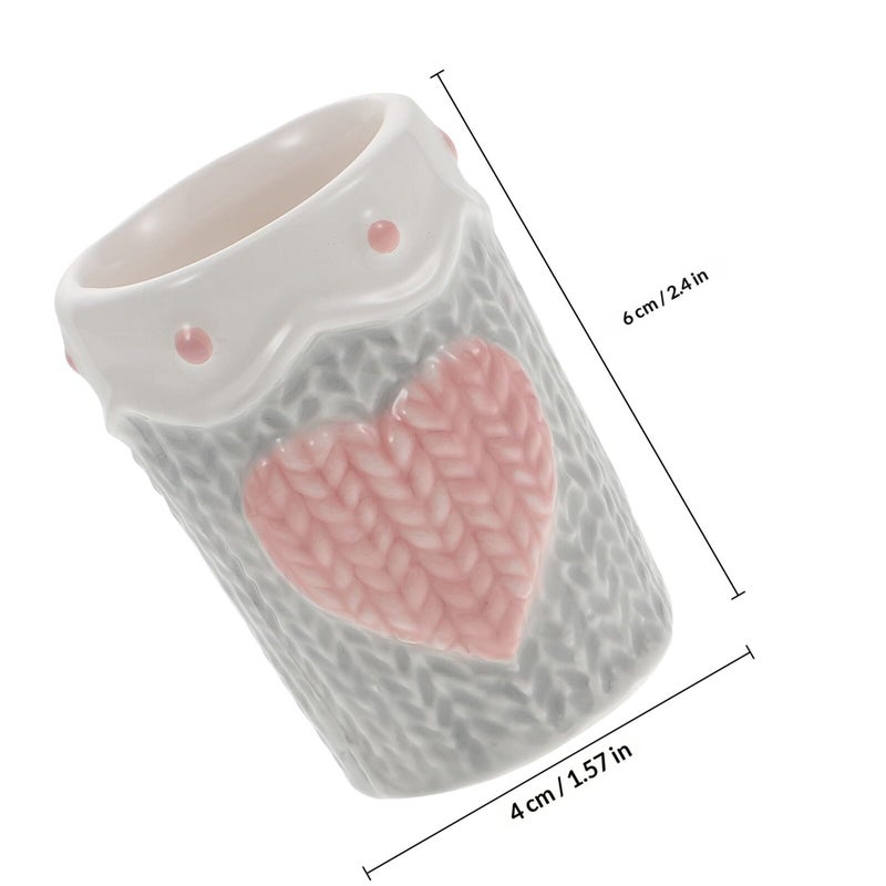 Ceramic Toothpick Holder with Embossed Heart Design Light Gray Kitchen Accessory - Image 3