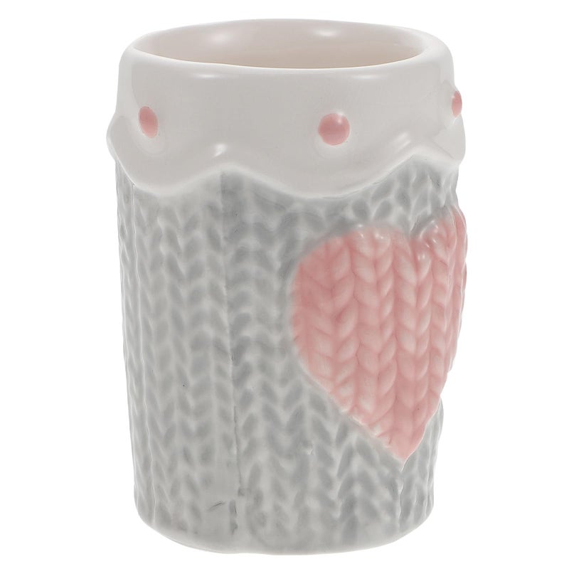 Ceramic Toothpick Holder with Embossed Heart Design Light Gray Kitchen Accessory - Image 2