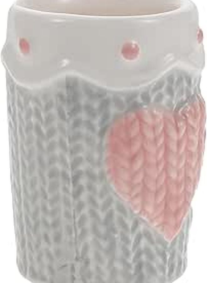 Ceramic Toothpick Holder with Embossed Heart Design Light Gray Kitchen Accessory - Image 1