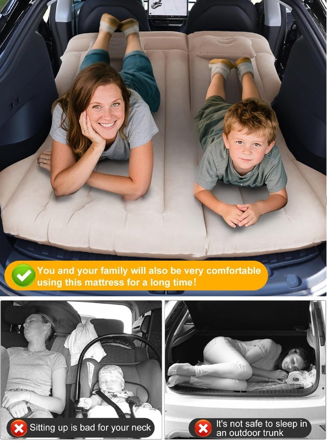 Car Air Mattress, Removable Black Backseat Air Bed with Air-Pump, Portable Car Travel Bed with Pillows Multifunctional Inflatable Car Air Bed - Image 3