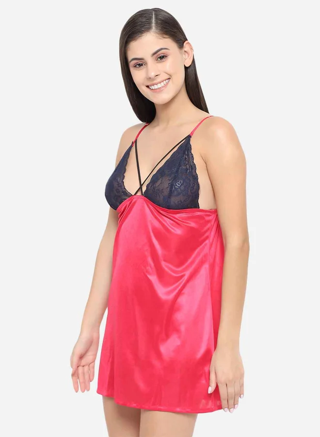 Take Two Lace Insert V Neck Strappy Babydoll By Klamotten