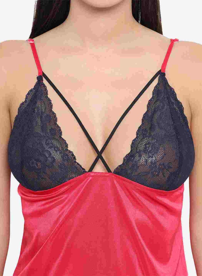 Take Two Lace Insert V Neck Strappy Babydoll By KLAMOTTEN - Image 5