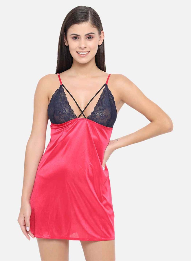 Take Two Lace Insert V Neck Strappy Babydoll By KLAMOTTEN - Image 4