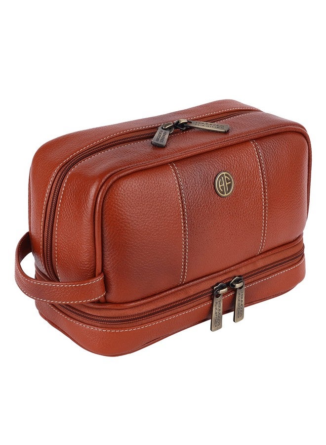  هاموندز فلاي كاتشر حقيبة أدوات الزينة من الجلد الطبيعي هاموندز فلاي كاتشر 11 سم للرجال، مجموعة أدوات الزينة باللون البني، ملحقات السفر - مجموعة أدوات الزينة، حقيبة أدوات الحلاقة الكبيرة، منظم أدوات العناية الشخصية، حقيبة أدوات الزينة مخيطة يدويًا - Image 1