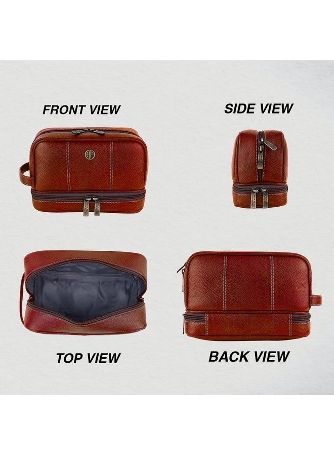  هاموندز فلاي كاتشر حقيبة أدوات الزينة من الجلد الطبيعي هاموندز فلاي كاتشر 11 سم للرجال، مجموعة أدوات الزينة باللون البني، ملحقات السفر - مجموعة أدوات الزينة، حقيبة أدوات الحلاقة الكبيرة، منظم أدوات العناية الشخصية، حقيبة أدوات الزينة مخيطة يدويًا - Image 5