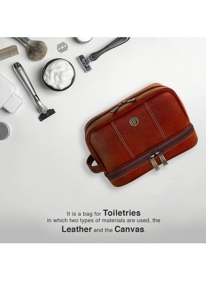  هاموندز فلاي كاتشر حقيبة أدوات الزينة من الجلد الطبيعي هاموندز فلاي كاتشر 11 سم للرجال، مجموعة أدوات الزينة باللون البني، ملحقات السفر - مجموعة أدوات الزينة، حقيبة أدوات الحلاقة الكبيرة، منظم أدوات العناية الشخصية، حقيبة أدوات الزينة مخيطة يدويًا - Image 2