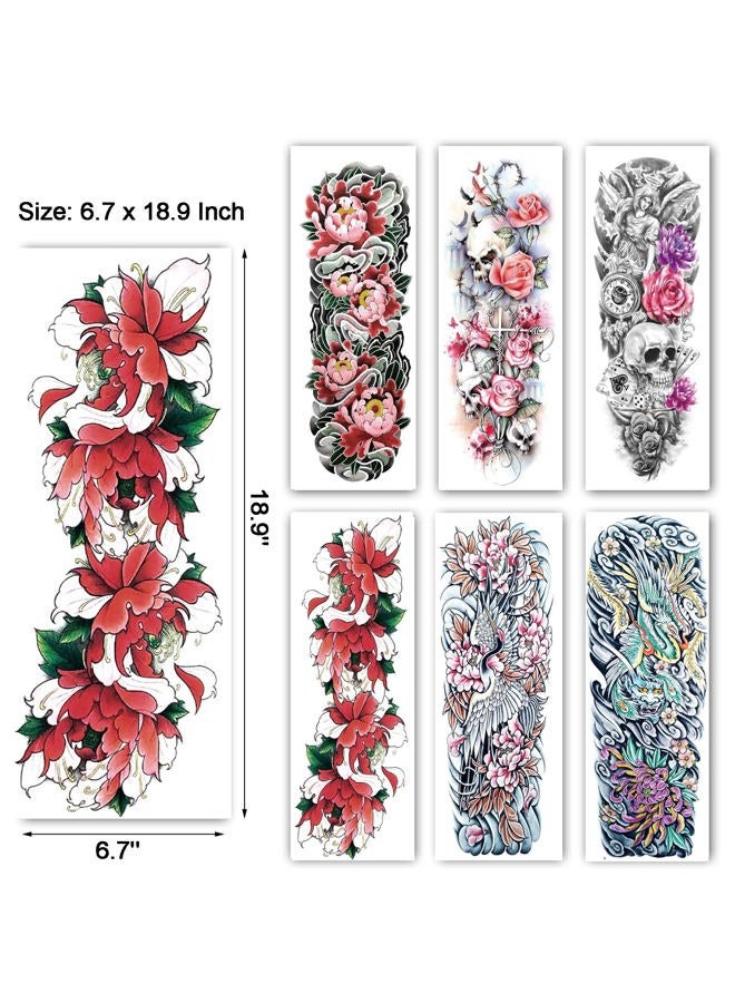 Leoars Large Temporary Tattoos Sticker Full Arm Flowers Tattoo Sleeves Temporary Sleeve Tattoos Fake Body Art Arm Tattoo for Men Women, 6-Sheet - Image 4