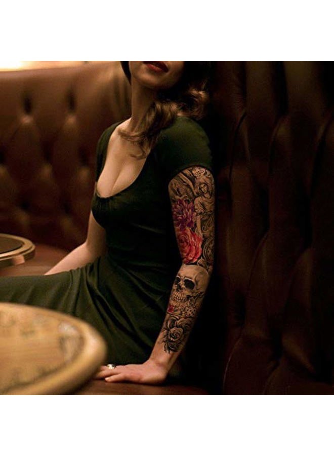 Leoars Large Temporary Tattoos Sticker Full Arm Flowers Tattoo Sleeves Temporary Sleeve Tattoos Fake Body Art Arm Tattoo for Men Women, 6-Sheet - Image 2