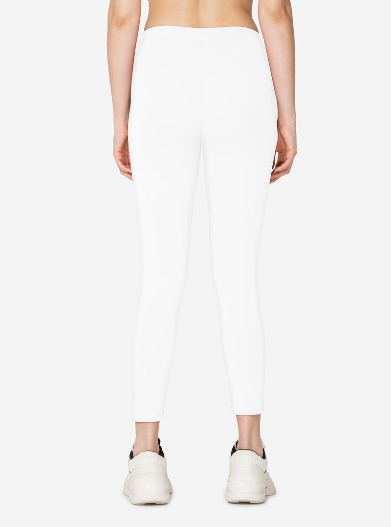 VSTAR PL02 Women Ankle Length Stretchable Slim Fit Leggings with Secured Side Pocket | Moisture-Wicking | Soft Waistband & Cotton-Elastane Fabric | XL | White - Image 3